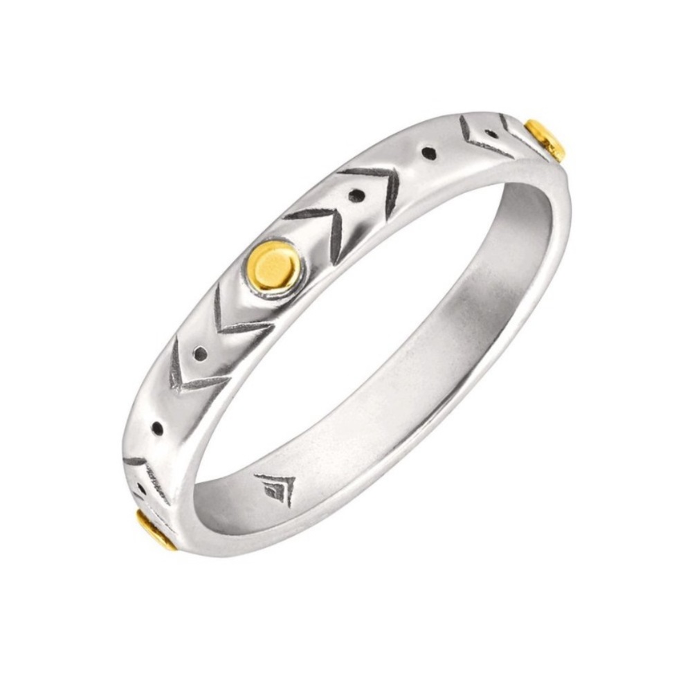 Silpada ‘Varied Details’ Etched Sterling Silver & Brass Ring R34877 sz 6.